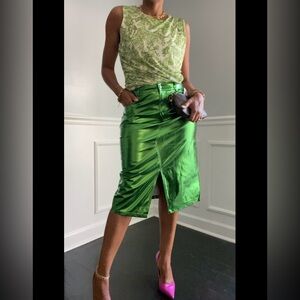 Amy Lynn Lupe Metallic Pencil Skirt